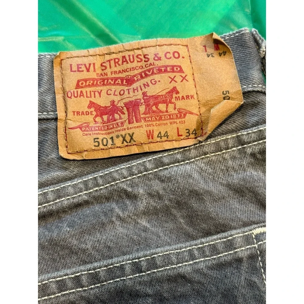 Levi's 501 XX Jeans Washed Charcoal Button Fly Men's 44x34 Straight Fit Selvedge